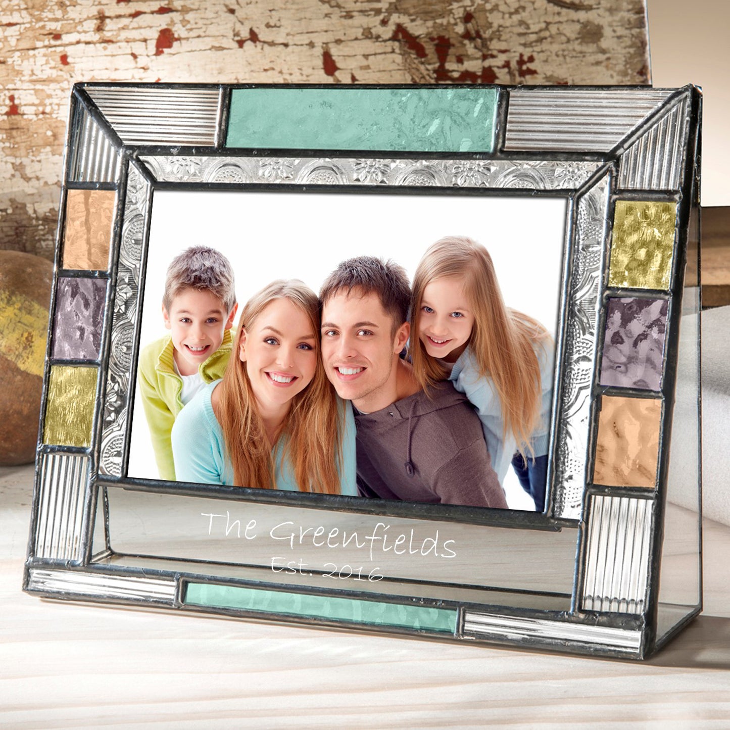 Family Picture Frame Colorful Stained Glass Multiple Sizes Personalized Gift for Mom Dad Grandparents Brother Sister Pic 391 EP639 Series