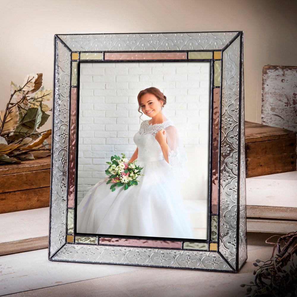 80s top Glass Wedding Picture Frame | 8x10 Glass Frame | Vintage Walther Glass | 80s Wedding Decor | Vintage Wedding Gift | 80s Wedding Decor