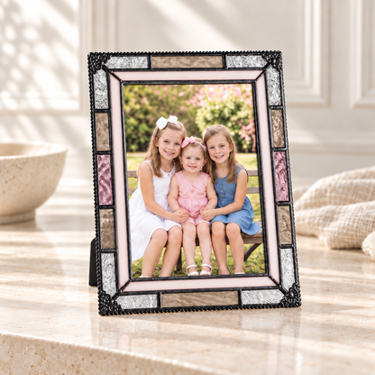 Ivory Peach Florentine Glass Easel Frame | PIC 454