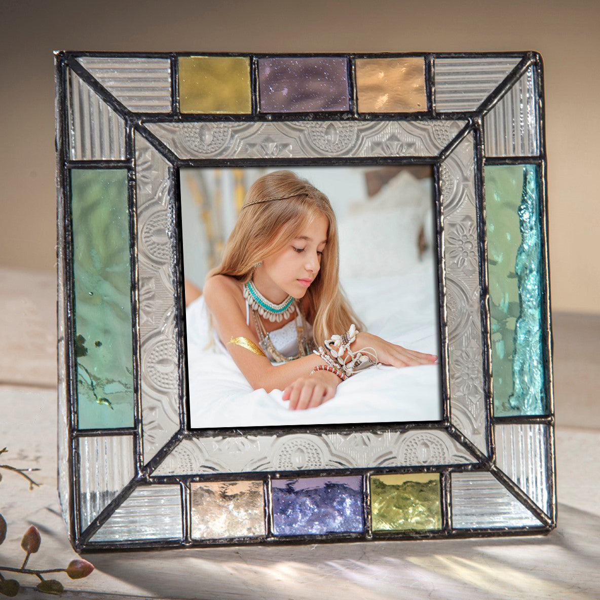 Stained glass picture frame - 4x6 - one of a kind - store vertical