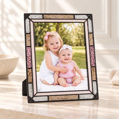 Ivory Peach Florentine Glass Easel Frame | PIC 454
