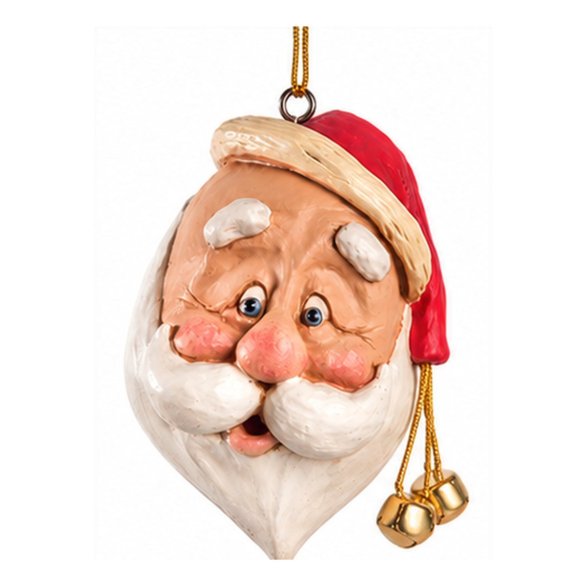 Large Santa Head Ornament with Jingle Bells – Bac 021