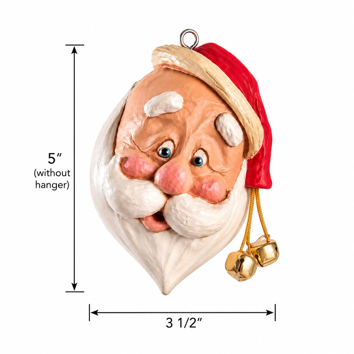 Large Santa Head Ornament with Jingle Bells – Bac 021