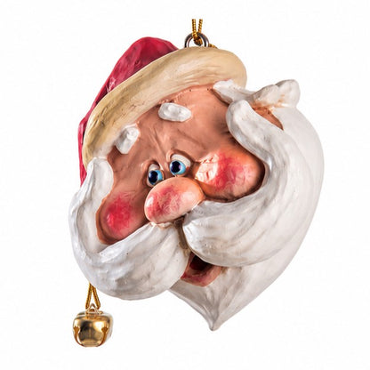 Large Santa Head Ornament with Handlebar Moustache - Bac 022