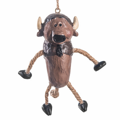 Deccorative wildlife deccor.   Rustic buffalo ornament.