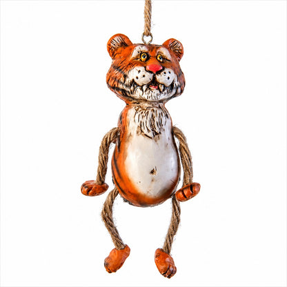 A hand painted tiger Christmas ornameent. African animal, zoo and safari decor.