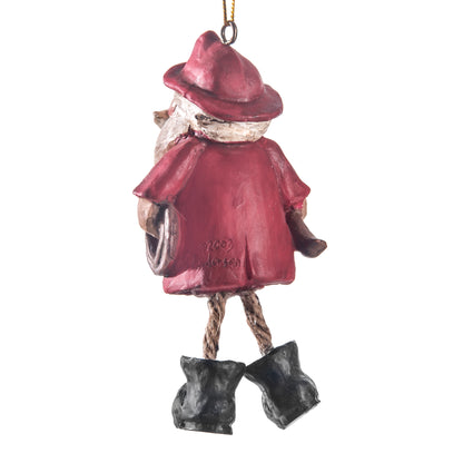 Back  view of  Bert Anderson's Fireman Santa Ornament.