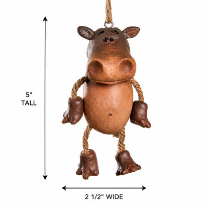Hippopotamus Ornament with measurements 5" tall and  2 1/2" wide