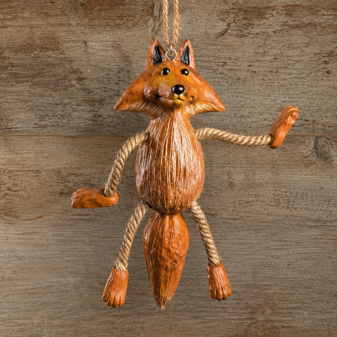 Hand painted dangly Fox Ornament by artist Bert Anderson