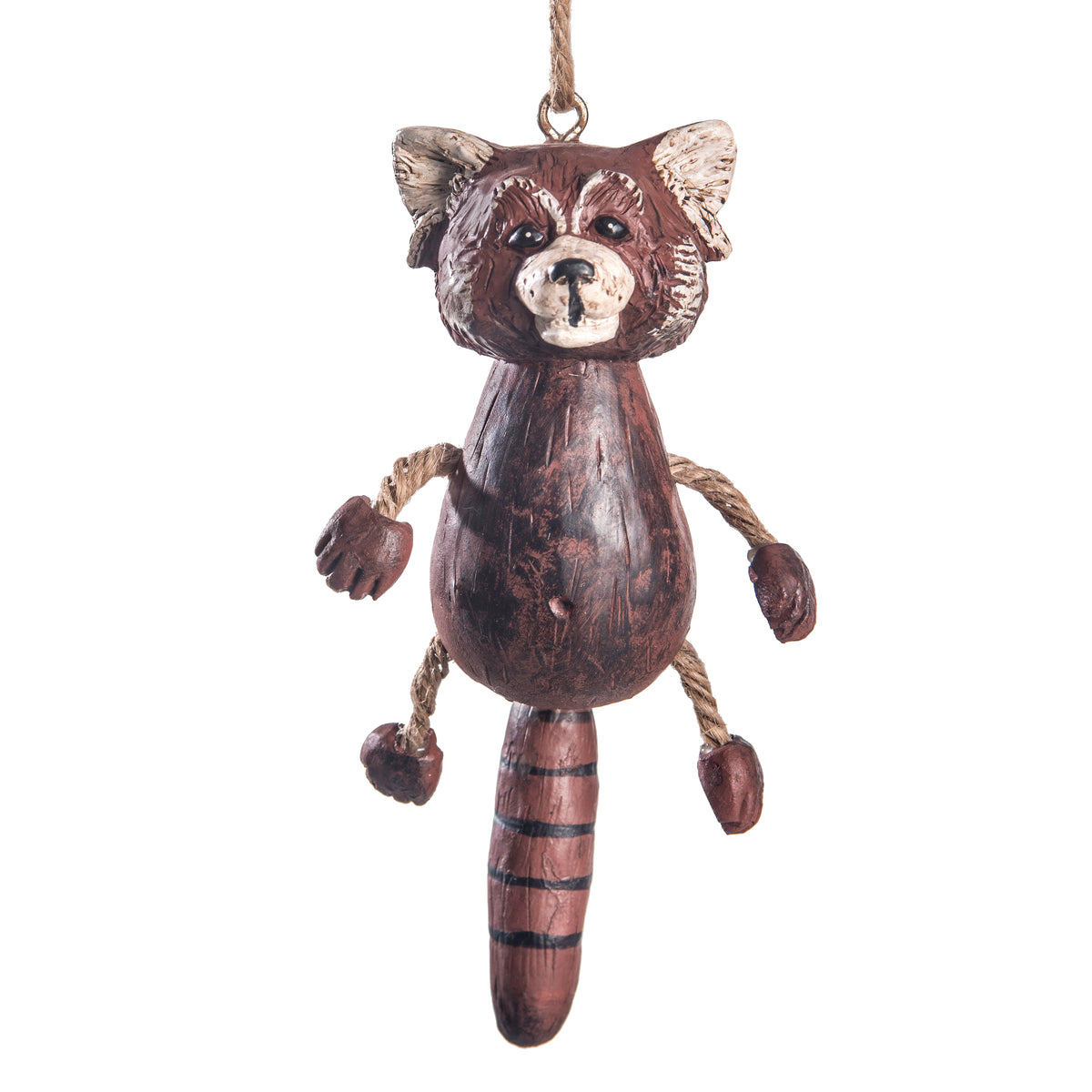 Bert Anderson dangly red panda ornament, 5.25 inches tall. A unique wildlife decoration and gift for red panda, zoo and animal lovers.