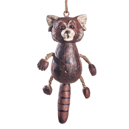 Bert Anderson dangly red panda ornament, 5.25 inches tall. A unique wildlife decoration and gift for red panda, zoo and animal lovers.