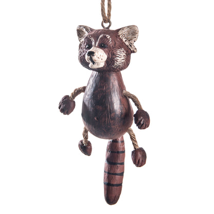 Red Panda Christmas ornament with dangly rope arms and legs.  Gift for panda lovers.