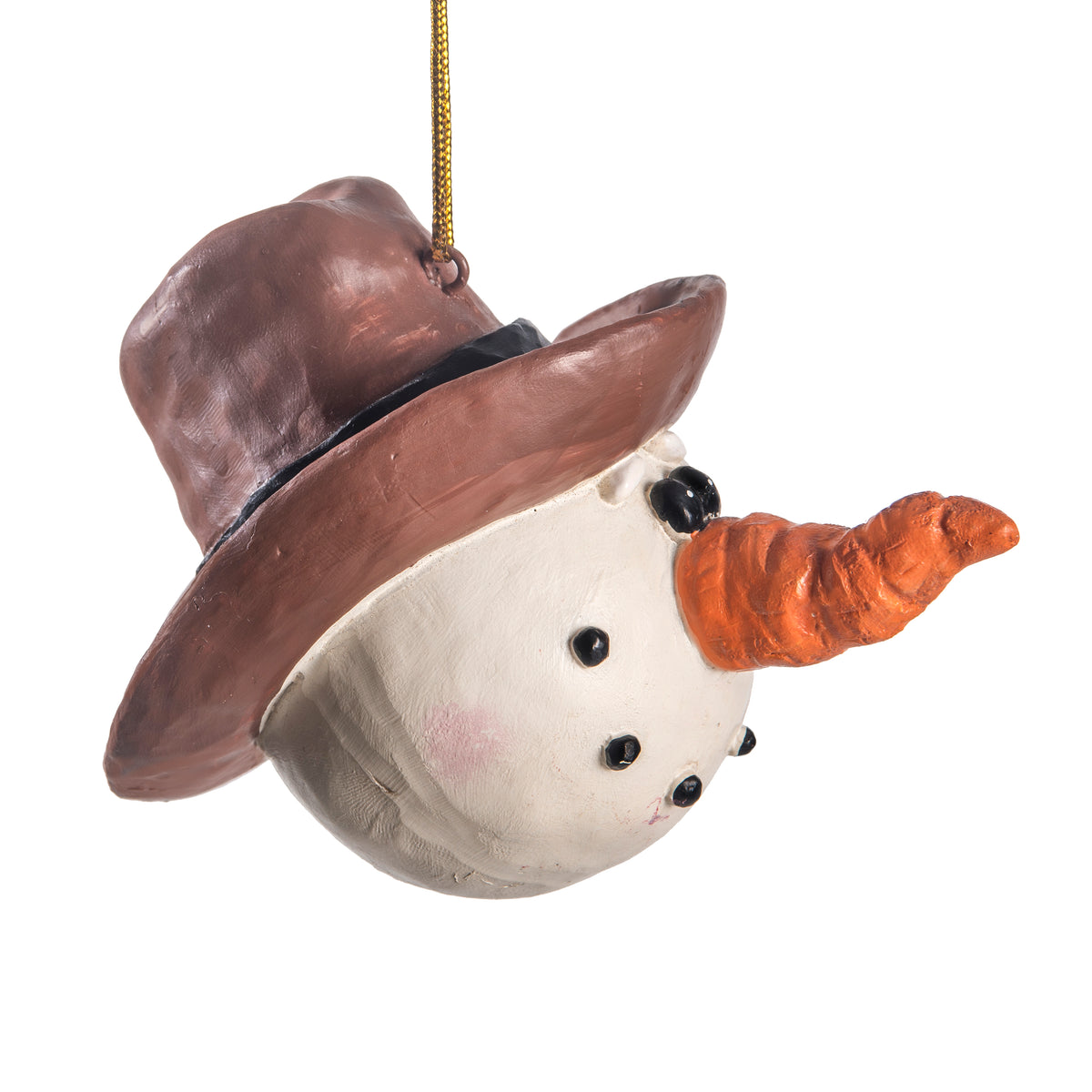 Side view of Bert Anderson Cowboy Santa Head Ornament
