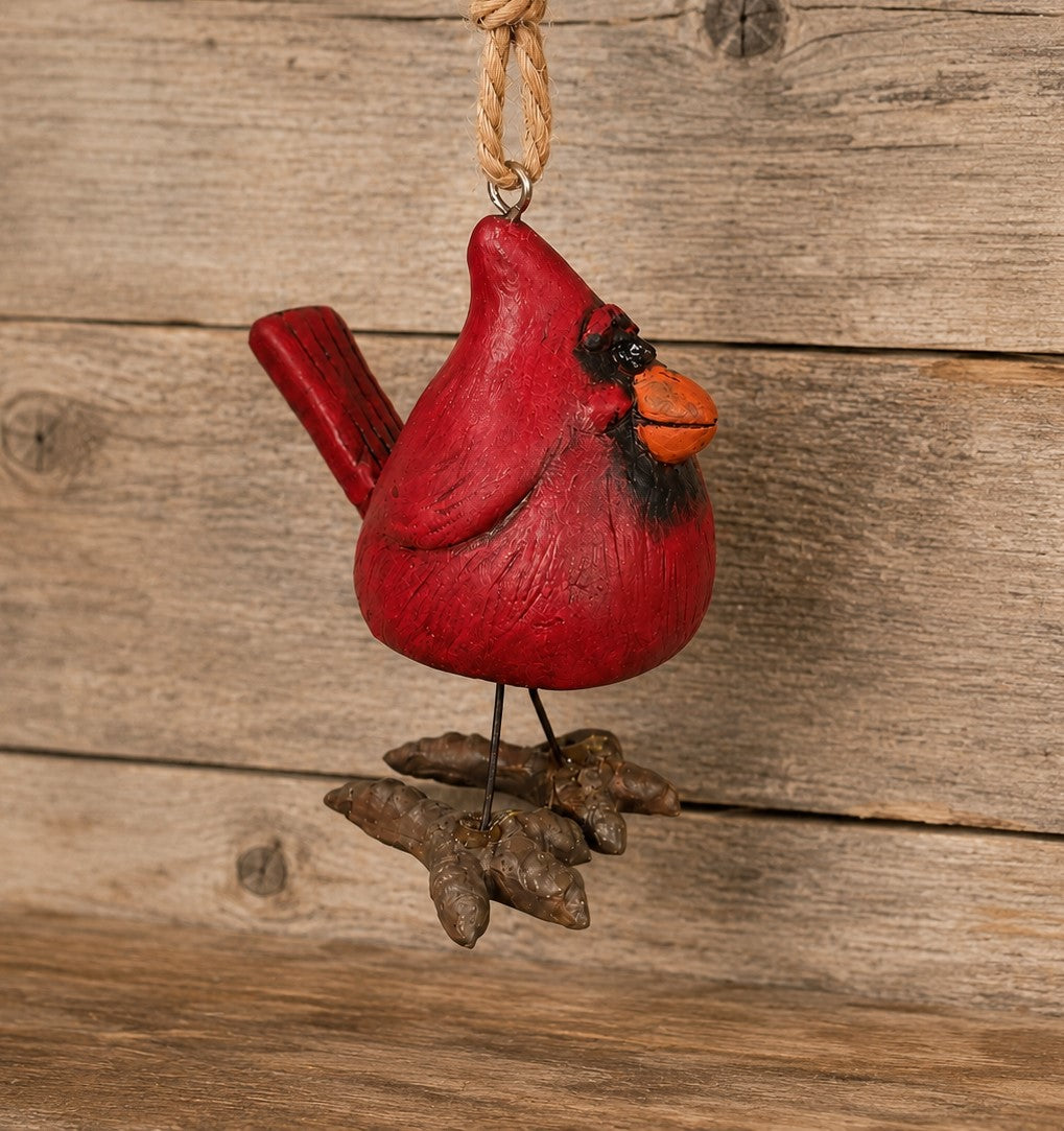A Bert Andrson red cardinal Christmas ornament with wire legs and  hand painted detail.  