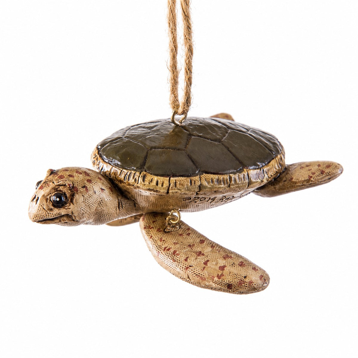 Bert Anderson Sea Turtle Ornamet with flippers that are hinged allowing the flippers to move.