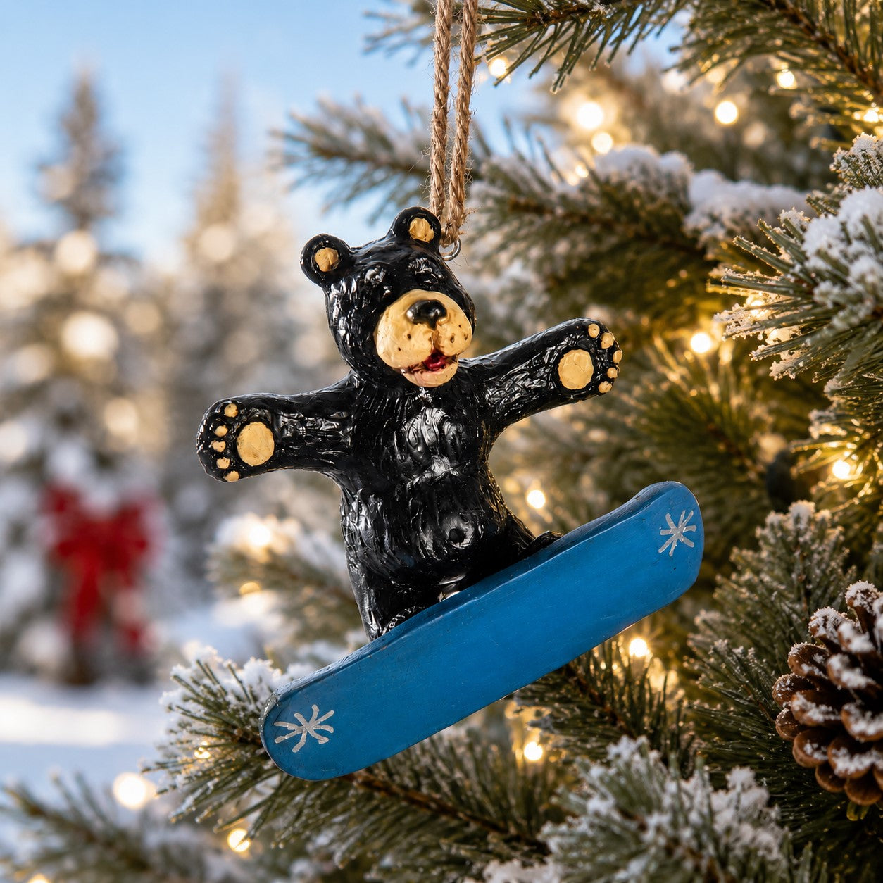 Snowboarding Bear Ornament - Ski Resort BAC 170