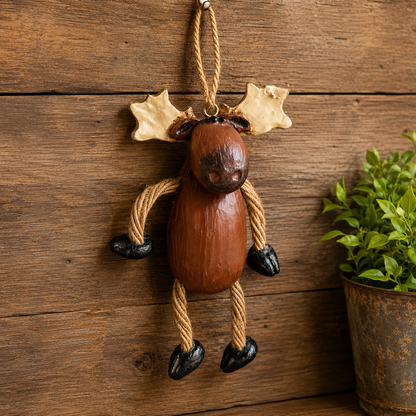 Rustic farmhouse moose hanging ornament