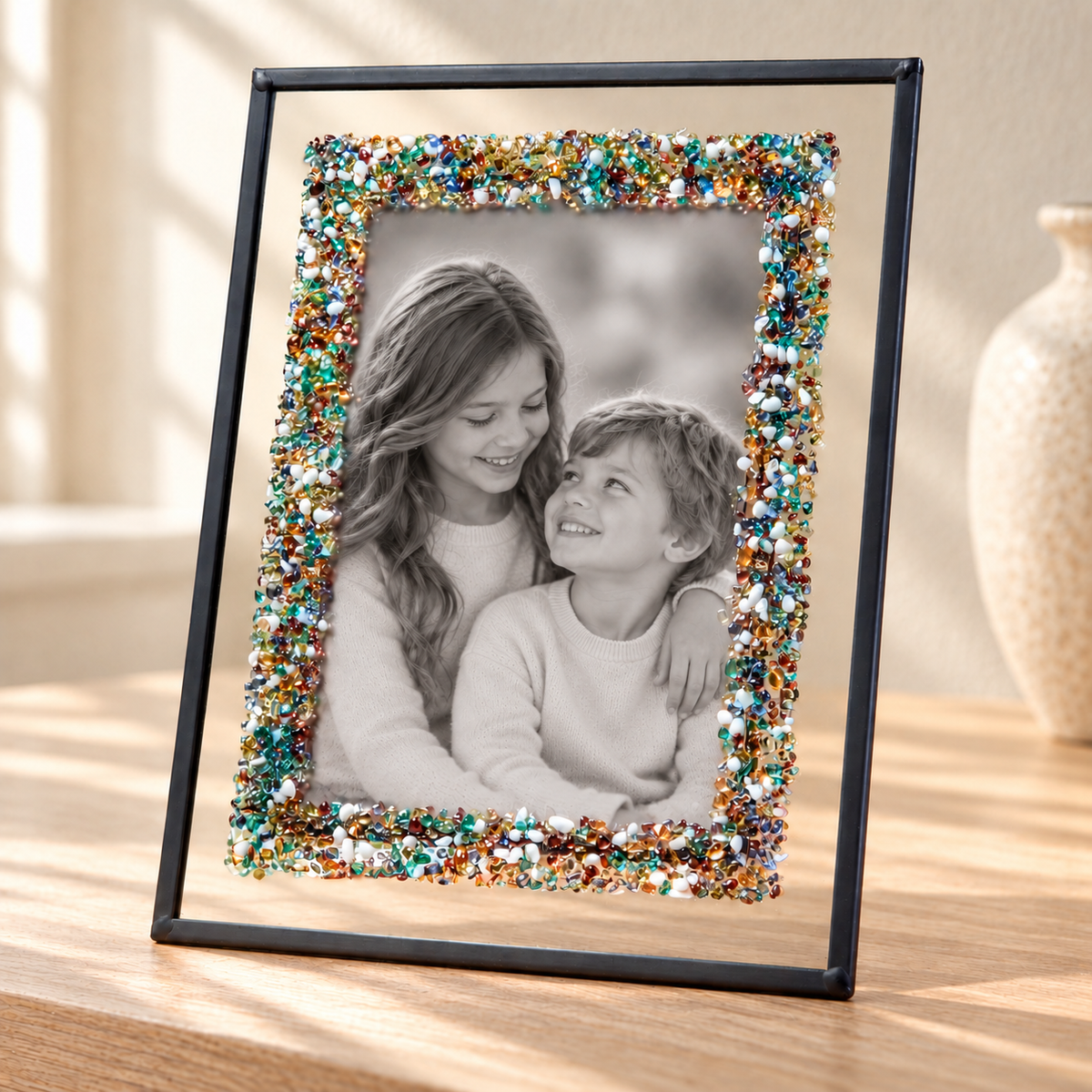 Colorful Fused Glass Easel Photo Frame | PIC 456