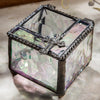 Rosary Case Clear Iridescent Stained Glass Box 349