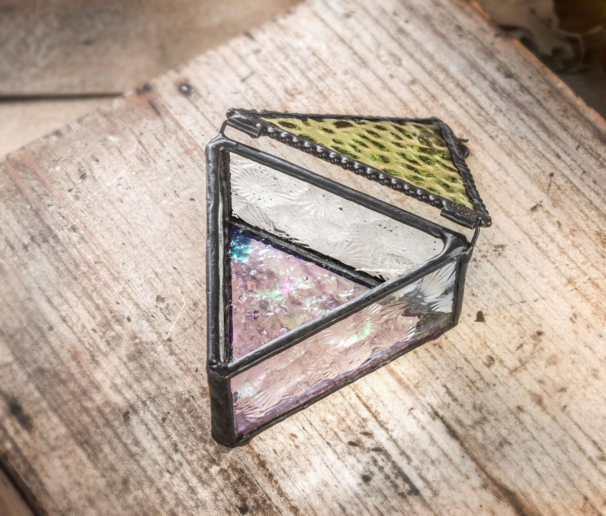 Sage & Clear Textured Glass Butterfly Keepsake Box | BOX 927