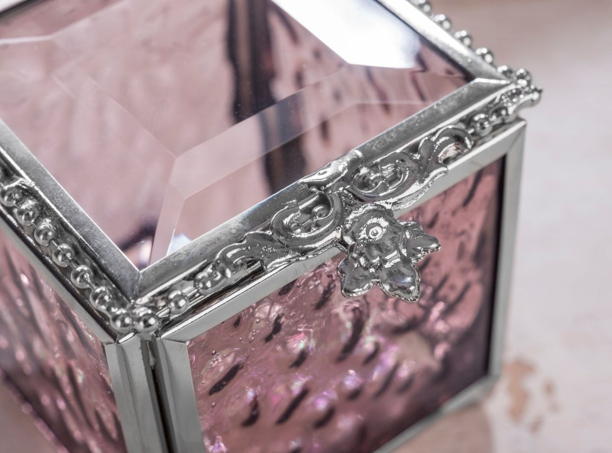 Pink Rose Glass Keepsake Box | Box 928