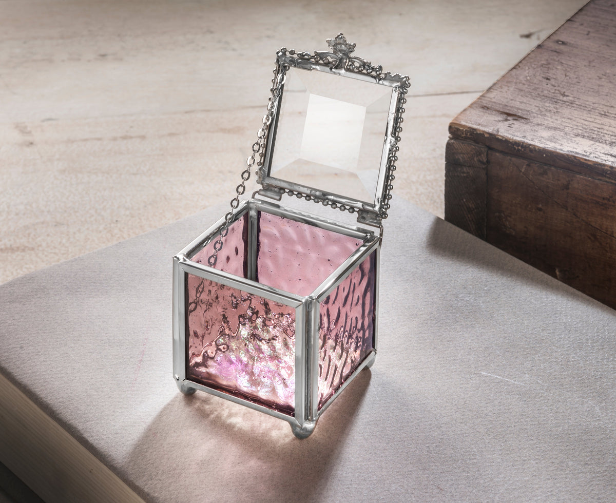 Pink Rose Glass Keepsake Box | Box 928
