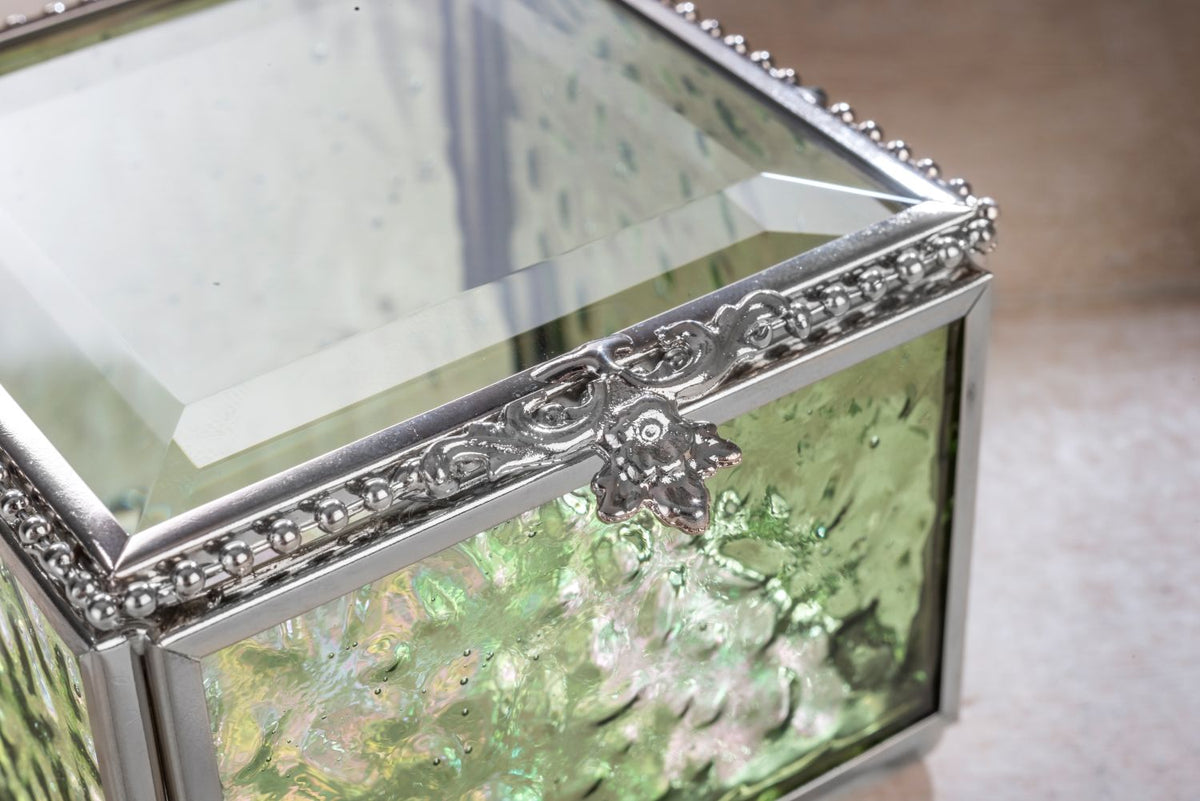 Sage Green Glass Keepsake Box | Box 929