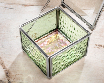 Sage Green Glass Keepsake Box | Box 929