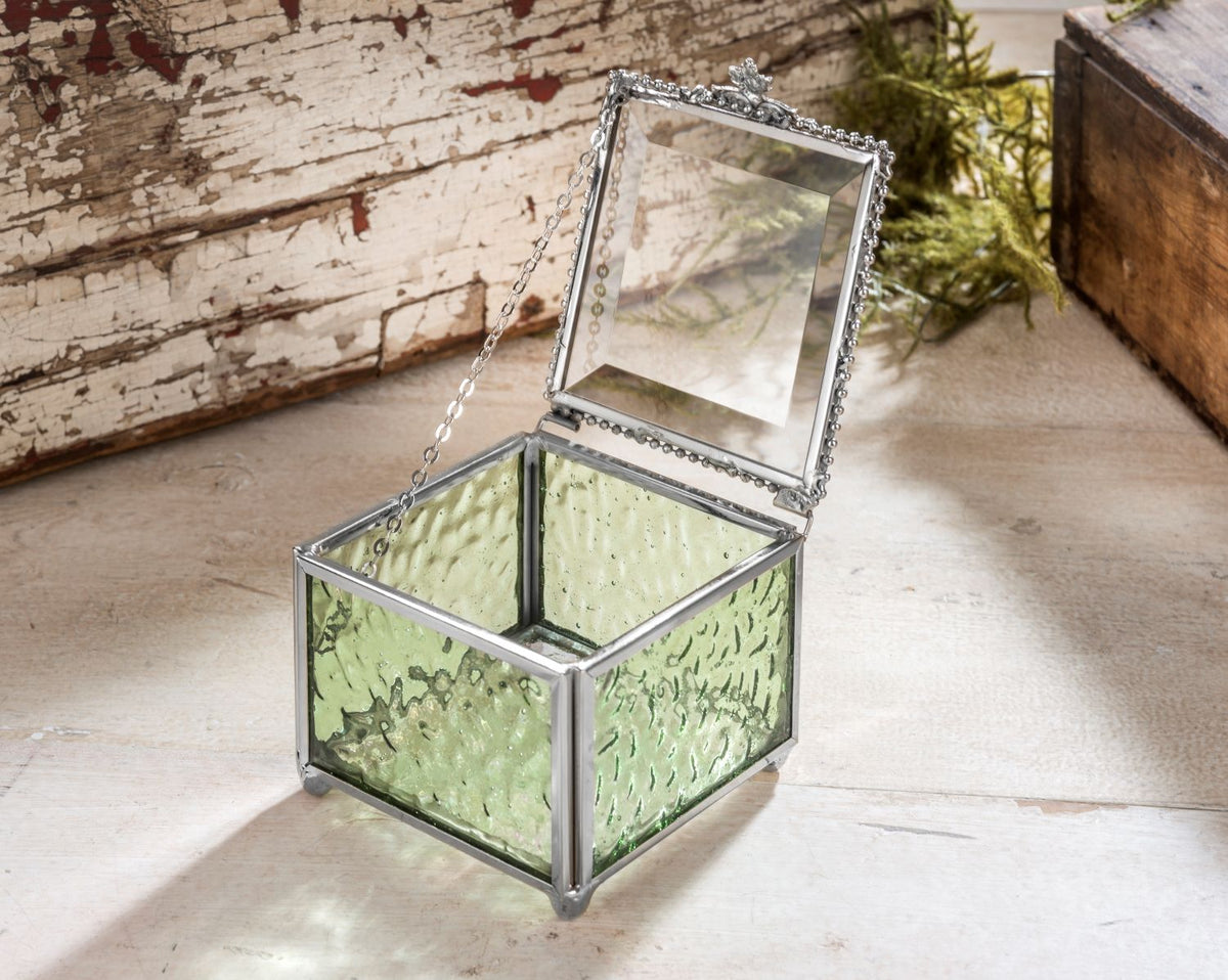 Sage Green Glass Keepsake Box | Box 929