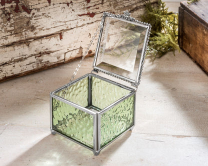 Sage Green Glass Keepsake Box | Box 929