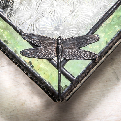Green & Clear Stained Glass Dragonfly Keepsake J Devlin Box 141