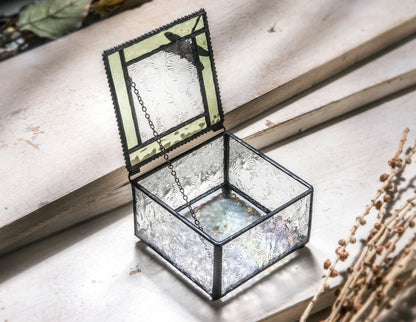 Green & Clear Stained Glass Dragonfly Keepsake J Devlin Box 141