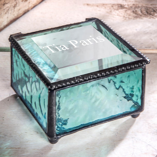 Personalized Gift for Her Stained Glass Box Multiple Colors Available Custom Laser Engraved Name Jewelry Display  J Devlin Box 333 EB218-1 Series