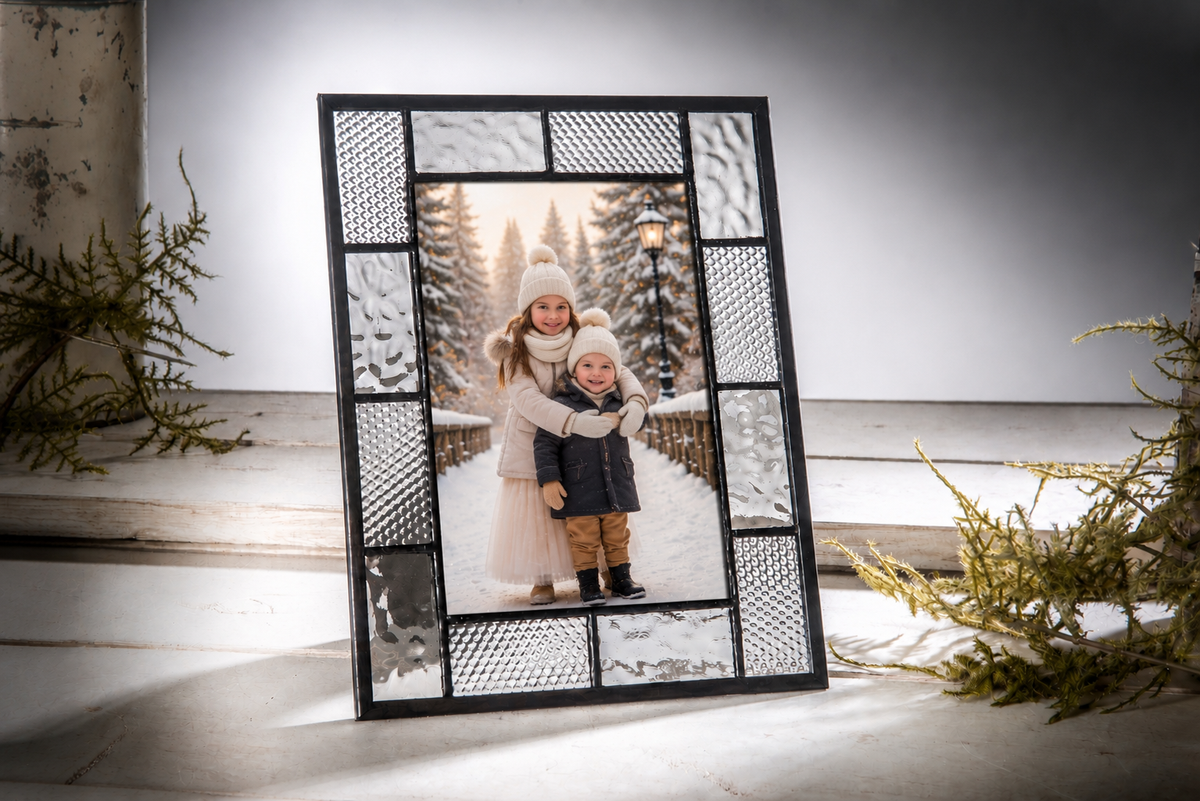 Gray and Clear Textured Glass Frame | PIC 429