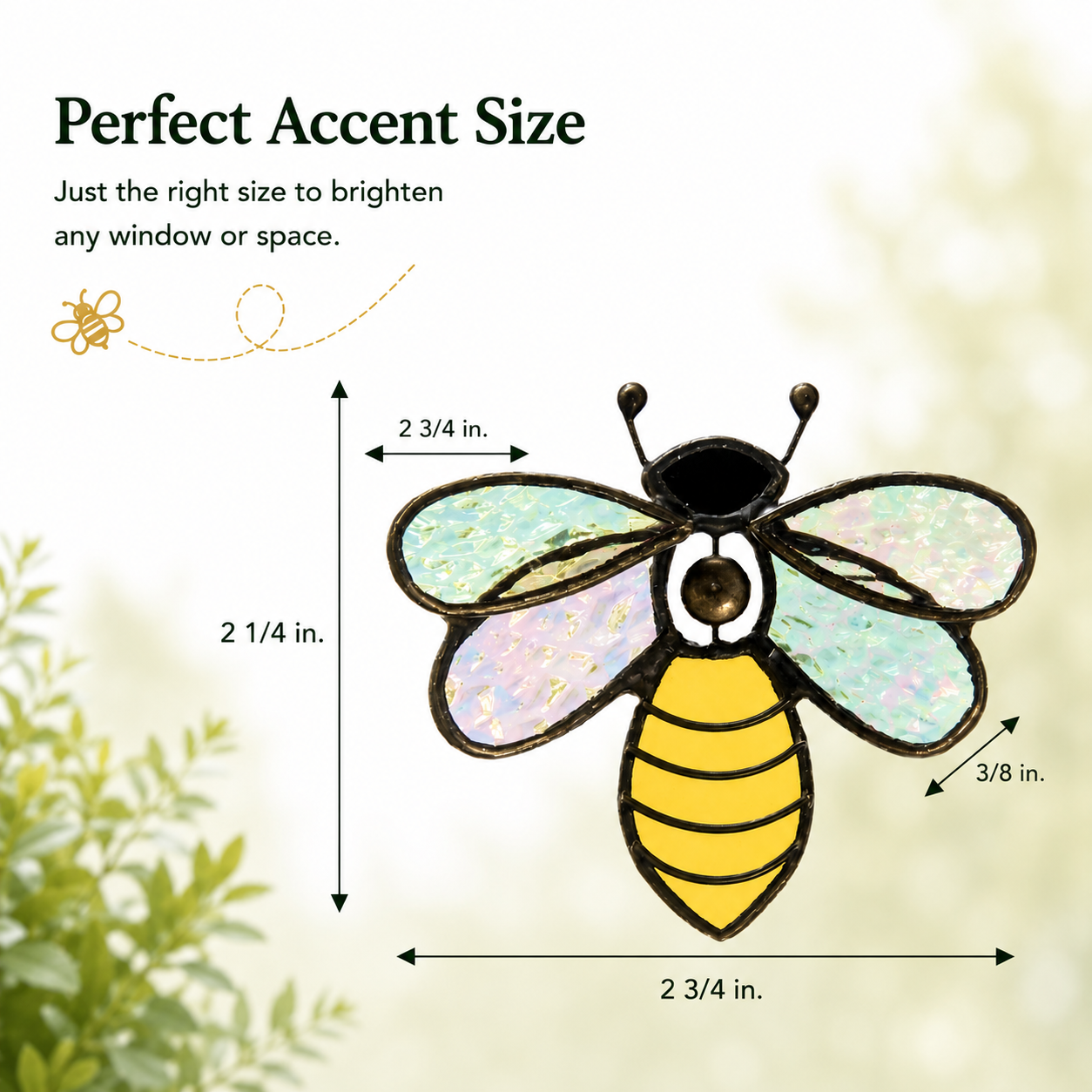 J Devlin Glass Art Stained Glass Bee Ornament – Iridescent Bee Suncatcher | ORN 175