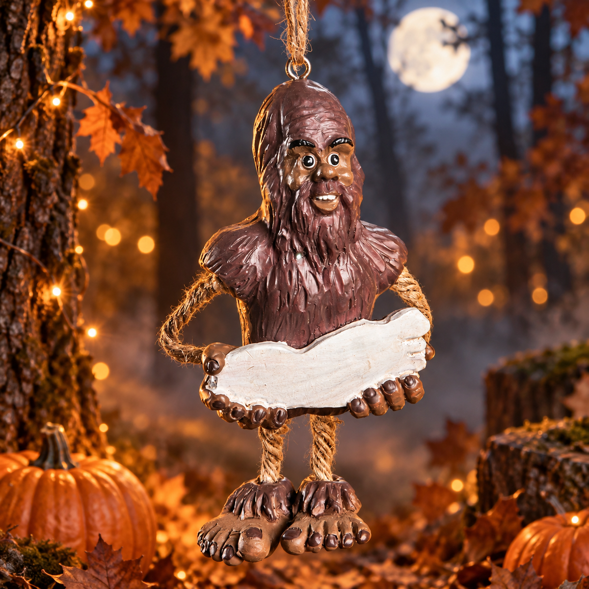 Bigfoot Ornament with Personalizable Sign