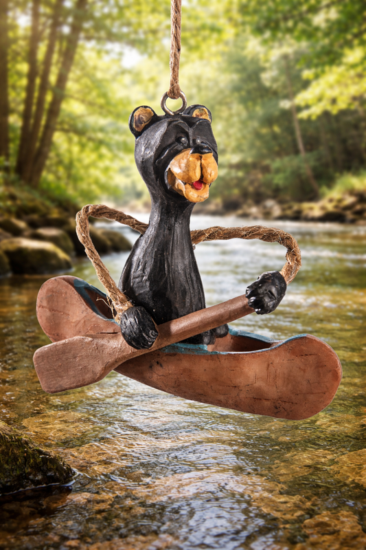 Bac 145 Bear in a Canoe Ornament by Bert Anderson