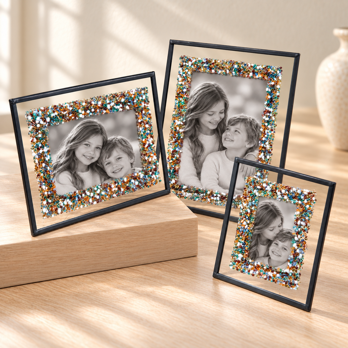 Colorful Fused Glass Easel Photo Frame | PIC 456