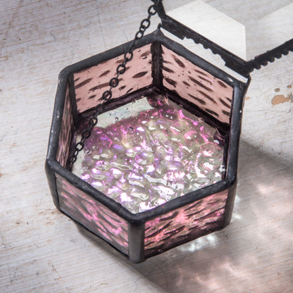 Hexagon Pink Rose Glass Jewelry Box 925