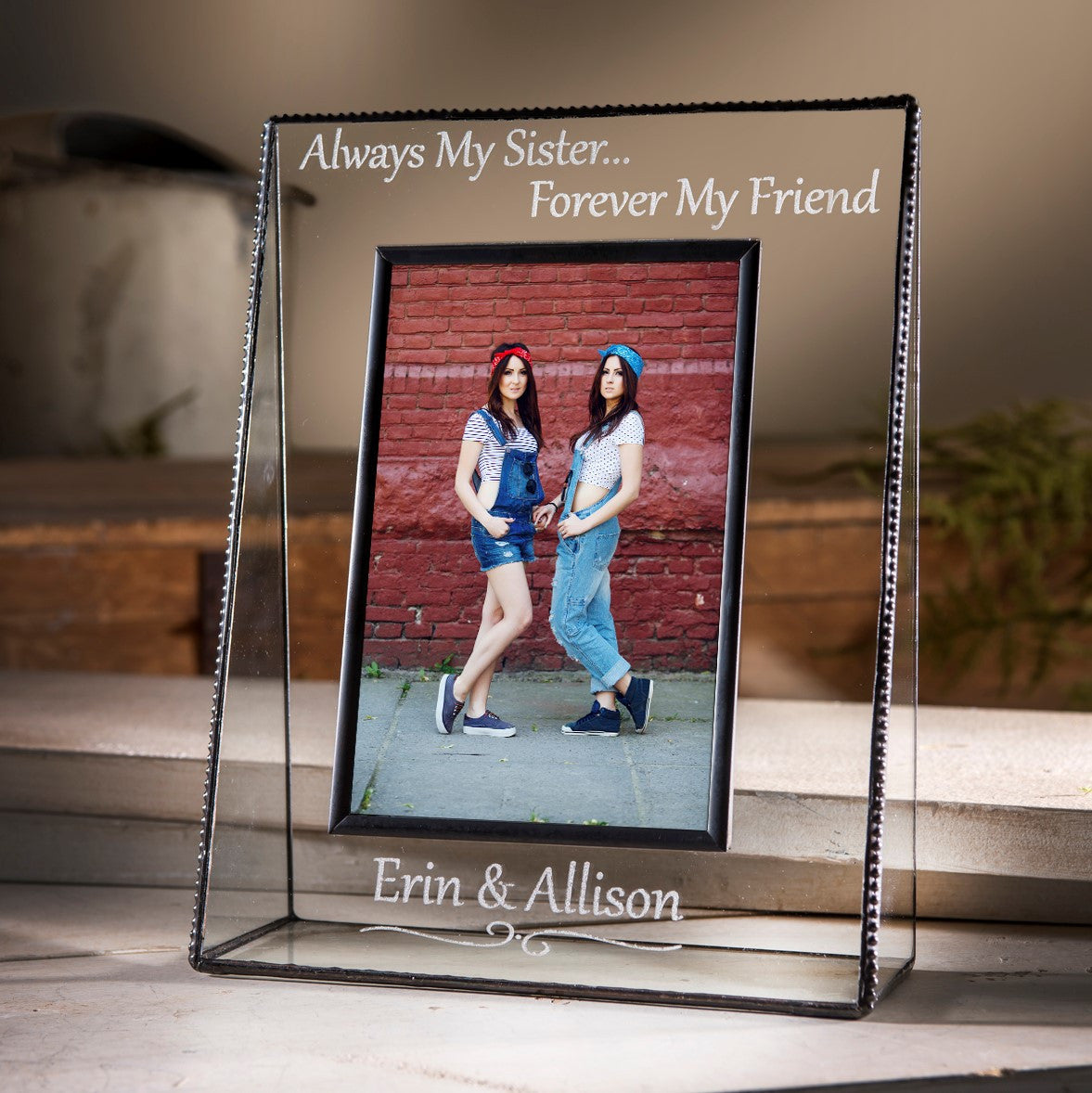 Sister Picture Frame Personalized Gift Multiple Sizes Custom Engraved Glass Photo Frame Pic 319 EP554 Series