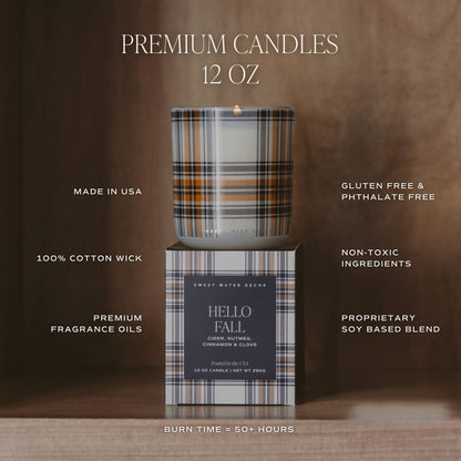 Hello Fall Soy Candle - Boxed Tinted Glass Jar - 12 oz