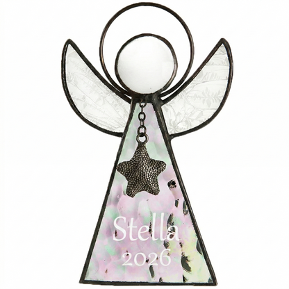 Personalized Clear Glass Angel Ornament | Orn 215-1 EO104