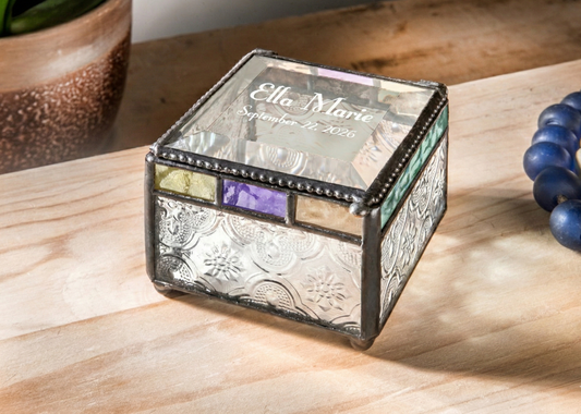 Personalized Stained Glass Box for Baby - J Devlin | Box 905 EB217-2