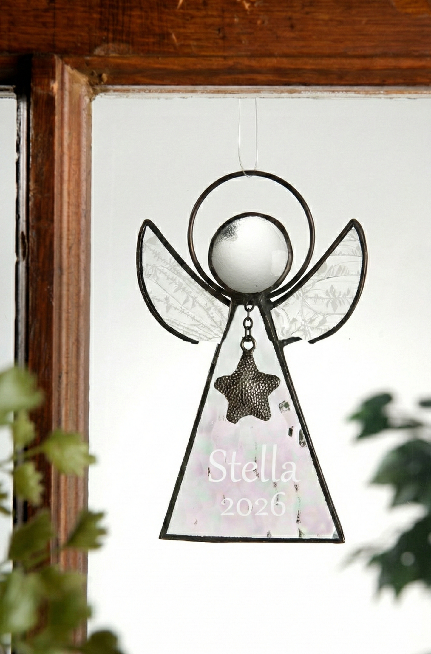 Personalized Clear Glass Angel Ornament | Orn 215-1 EO104
