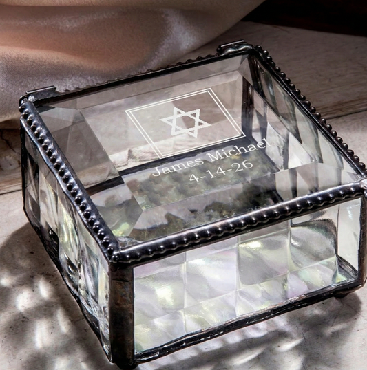 Bat Mitzvah Gift Stained Glass Box Personalized | Box 333 EB250