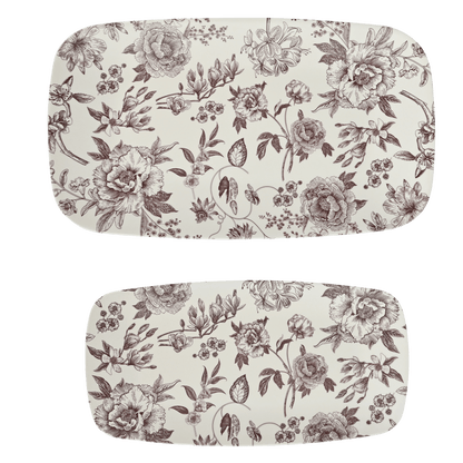 Brown Delft Stacking Melamine Tray - set of 2