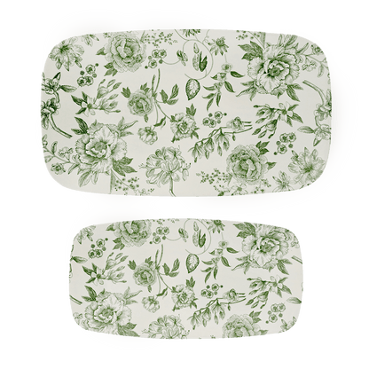 Green Delft Stacking Melamine Tray - set of 2