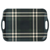 Navy Green Plaid Large Melamine Tray with Handles