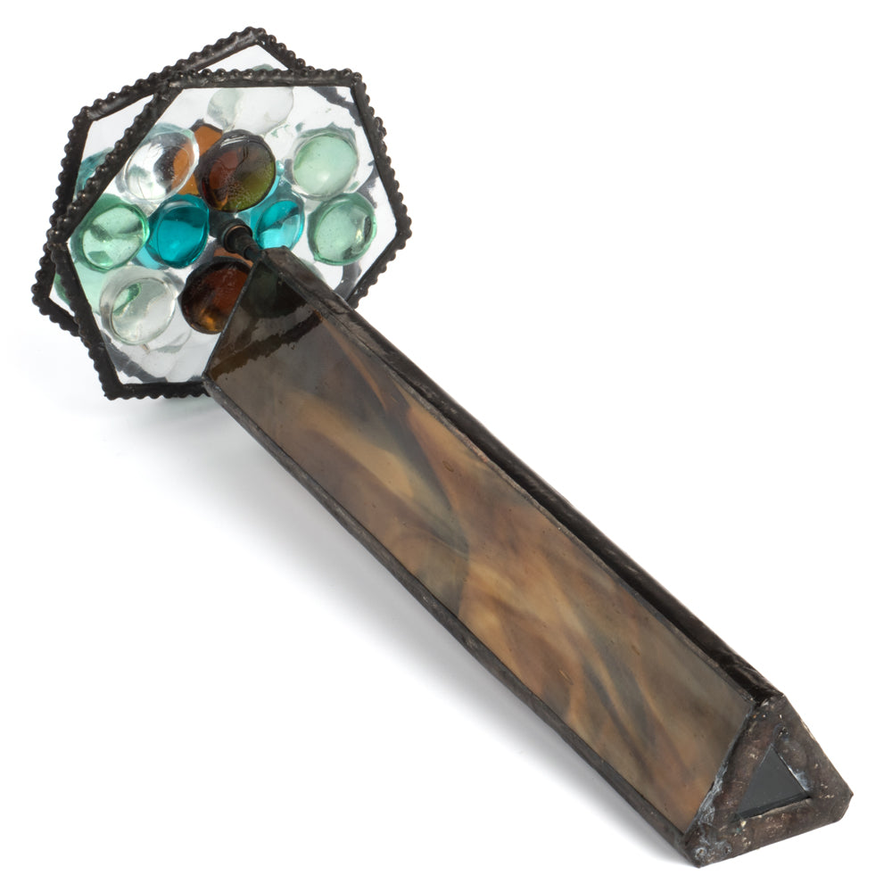 Double Wheel in Brown Opalescent with Colorful Glass Stones | KAL 112
