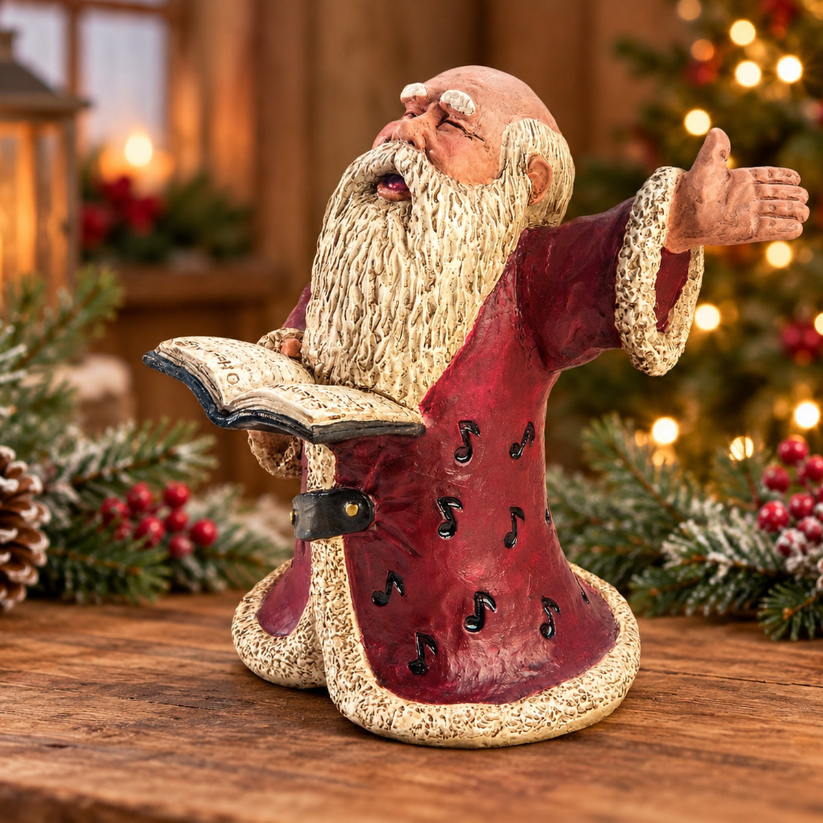 Singing Santa Figurine Christmas Decor Background